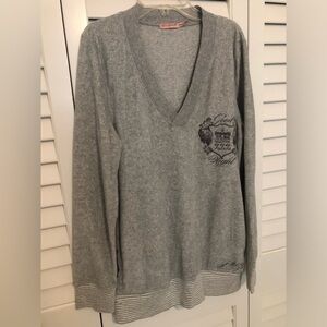 Vintage Juicy Couture Gray V-Neck Long Sleeve Top